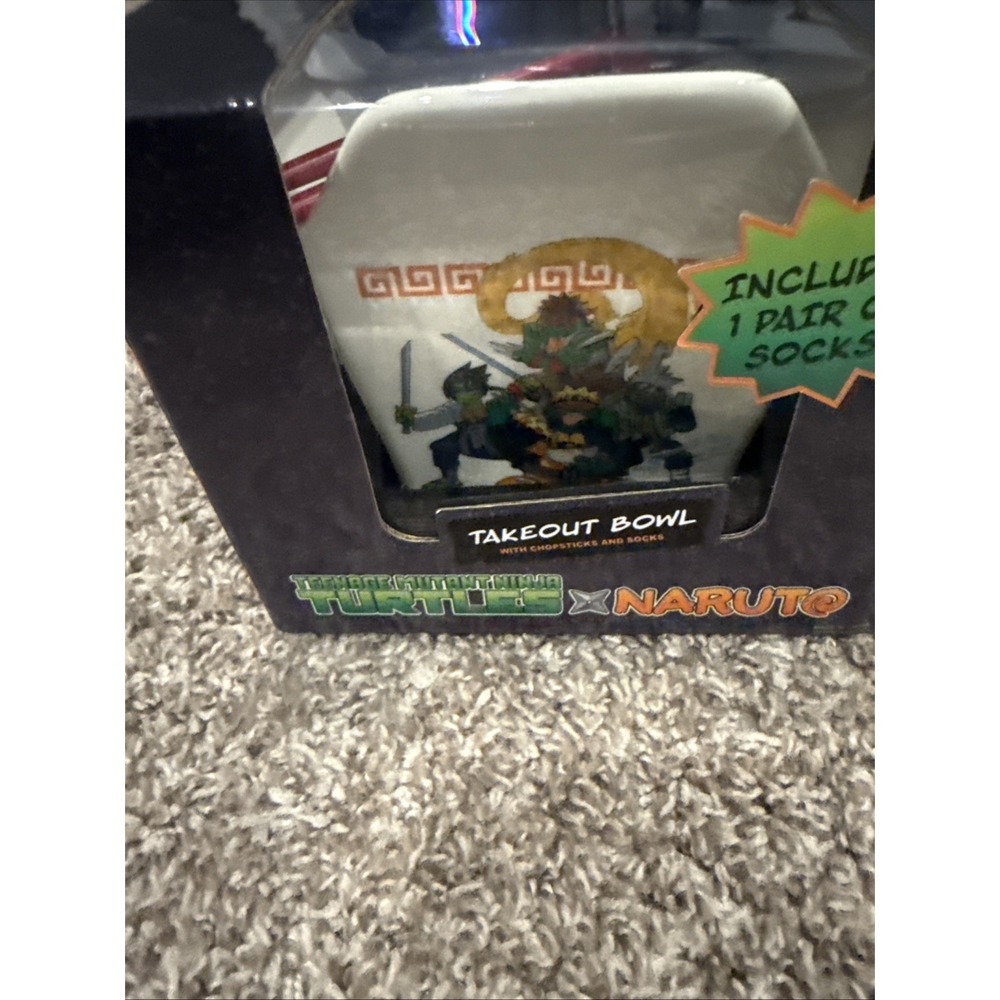 Brand NEW * TMNT x Naruto Takeout Box Bowl + Socks Teenage Mutant Ninja Turtles